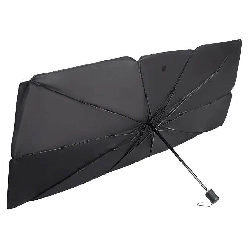 Premium Car Sun Shade Umbrella | Heat Insulating Windshield Visor Cover with Storage Leather Pouch