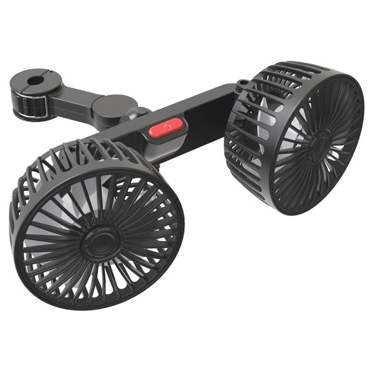 Dual Head Portable Clip-On Fan – 360° Adjustable Mini USB Rechargeable Cooling Fan for Desk, Stroller & Outdoor Use
