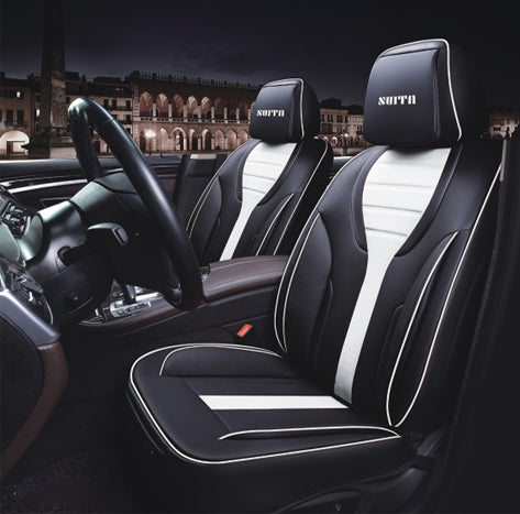 Luxury Car Seat Covers Black & Red – Waterproof Leather Universal Fit Cushion Set