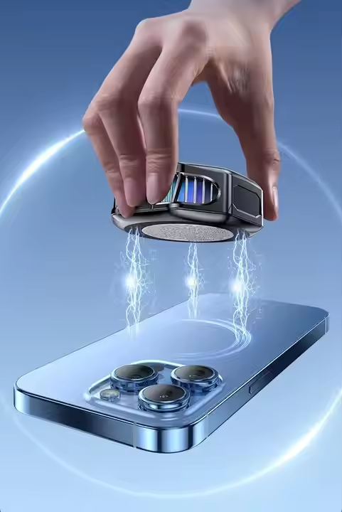 portable Smartphone Cooling Fan – 10 Second Cooling, RGB Light & Digital Display