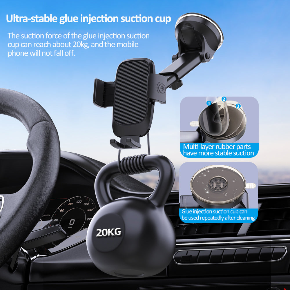 Universal Car Phone Mount – Strong Suction Cup & Adjustable Arm