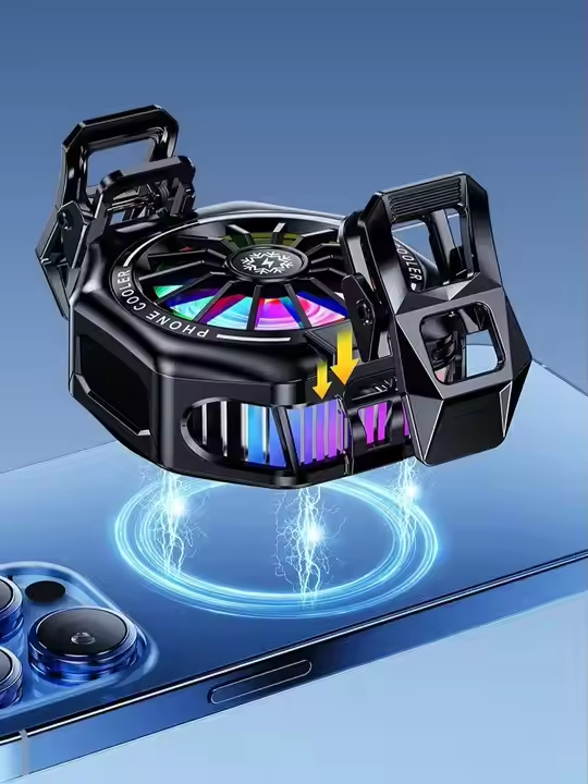 portable Smartphone Cooling Fan – 10 Second Cooling, RGB Light & Digital Display
