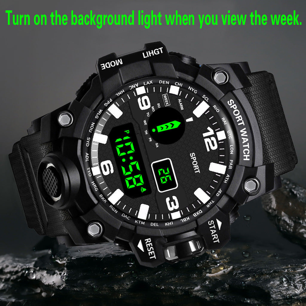 Men’s Sport Watch – Digital & Analog Waterproof Military Style