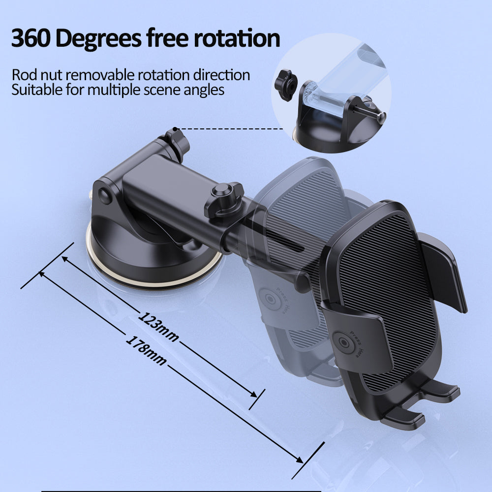 Universal Car Phone Mount – Strong Suction Cup & Adjustable Arm