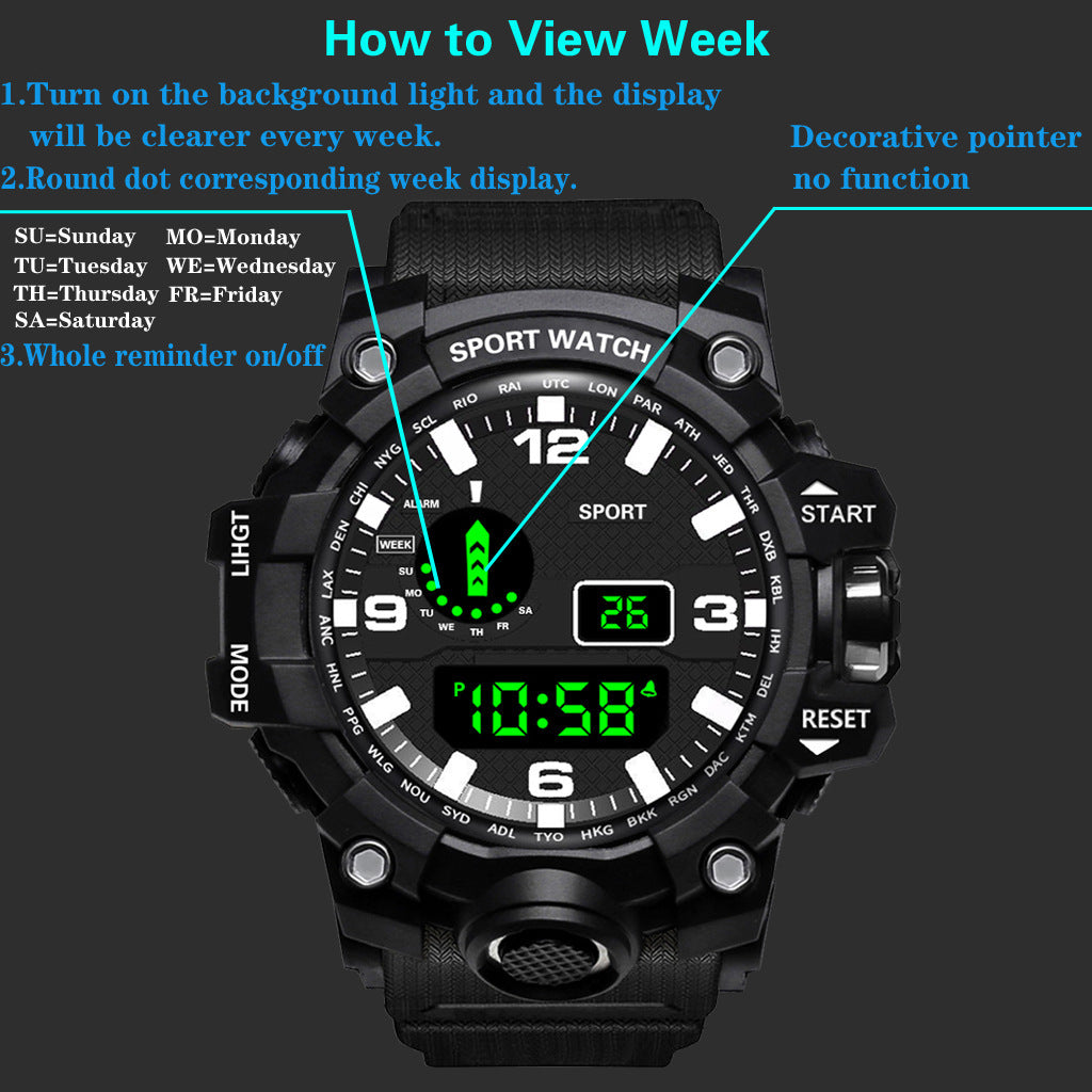 Men’s Sport Watch – Digital & Analog Waterproof Military Style